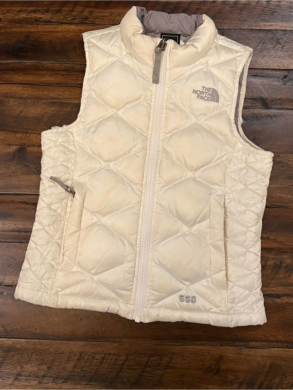 The North Face Cream Quilted 550 Down Vest for Kids
